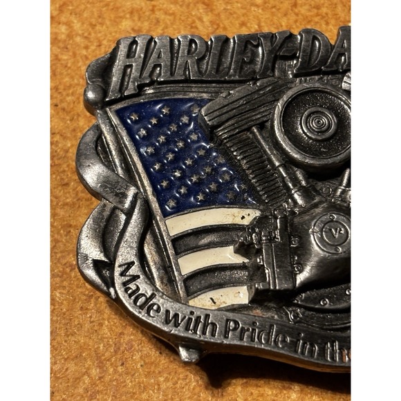 Harley Davidson Belt Buckle American Flag Engine‎ Made with Pride USA H401 - Picture 11 of 13